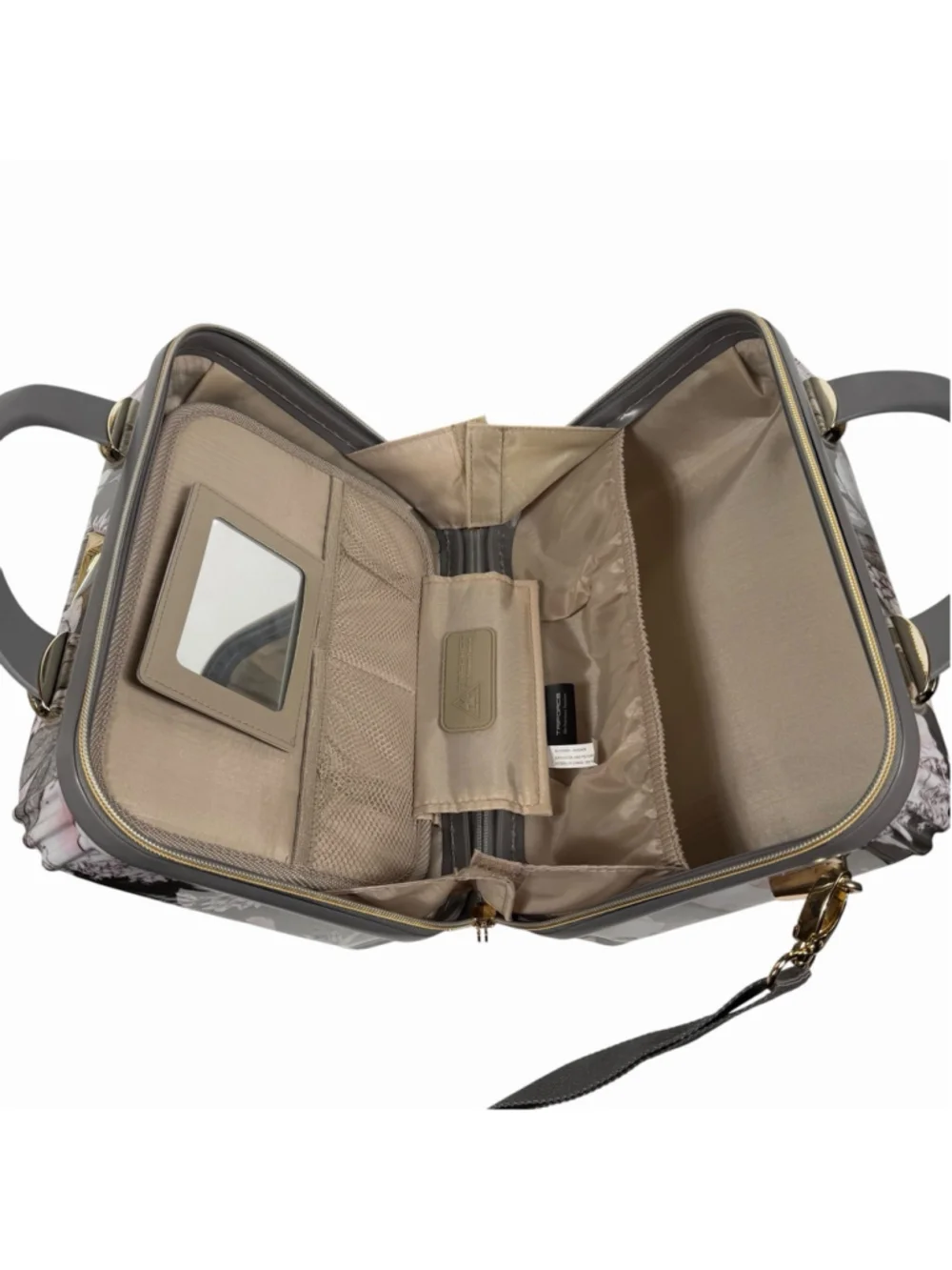 Triforce Elite Performance Avignon Hard Travel Makeup Case Zipper Gray Floral